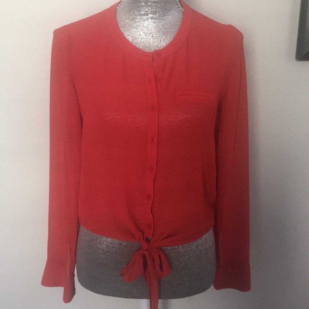 2 Fab’rik Tops with Waist Tie. Blue/Brnt Orange - Picture 3 of 4